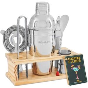Modern Mixology Bartender Kit 8 Piece Silver Stainless Steel Cocktail Shaker Set